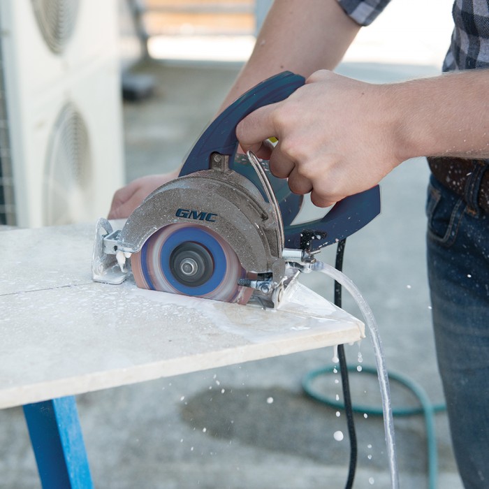 GMC 1250W Wet Stone Cutter 110mm w/ Two Blades woodworking tools