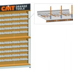 Empty display cabinet for drill bits and toolholder shelf