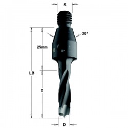 Dowel drills with threaded shank without countersink