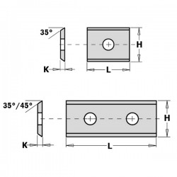 Standard indexable knives  2 cutting edges.