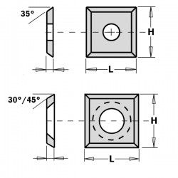 Standard indexable knives 4 cutting edges..
