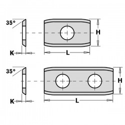Standard indexable knives - 2 cutting edges.