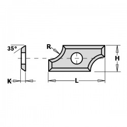 Profiled rounding reversible knives - 4 cutting edges